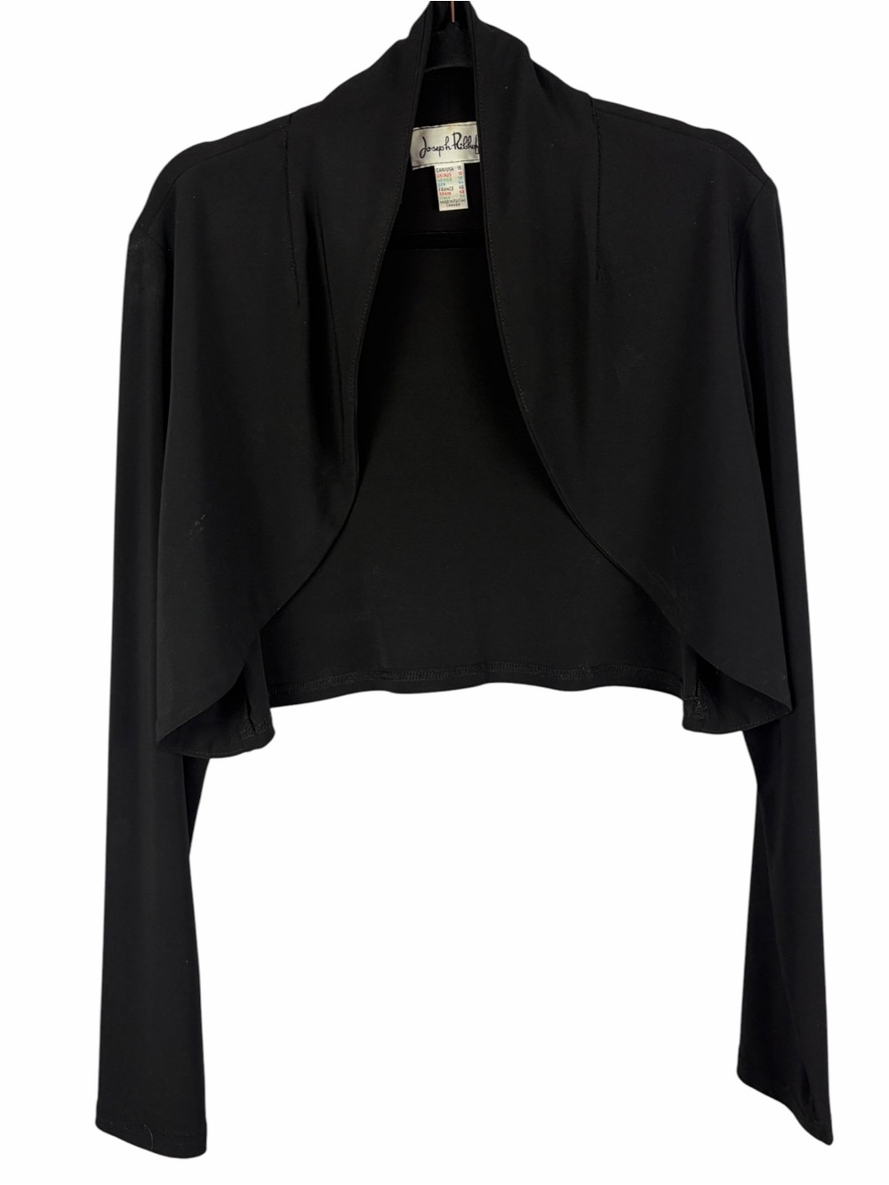 Joseph Ribkoff Black Draped Open Front Bolero Shrug Size 16